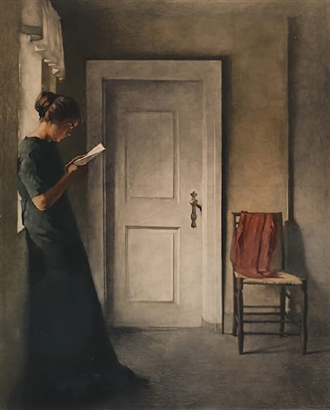 Impression sur toile Peter Vilhelm Ilsted écharpe rouge affiche de qualité musée 60x90cm