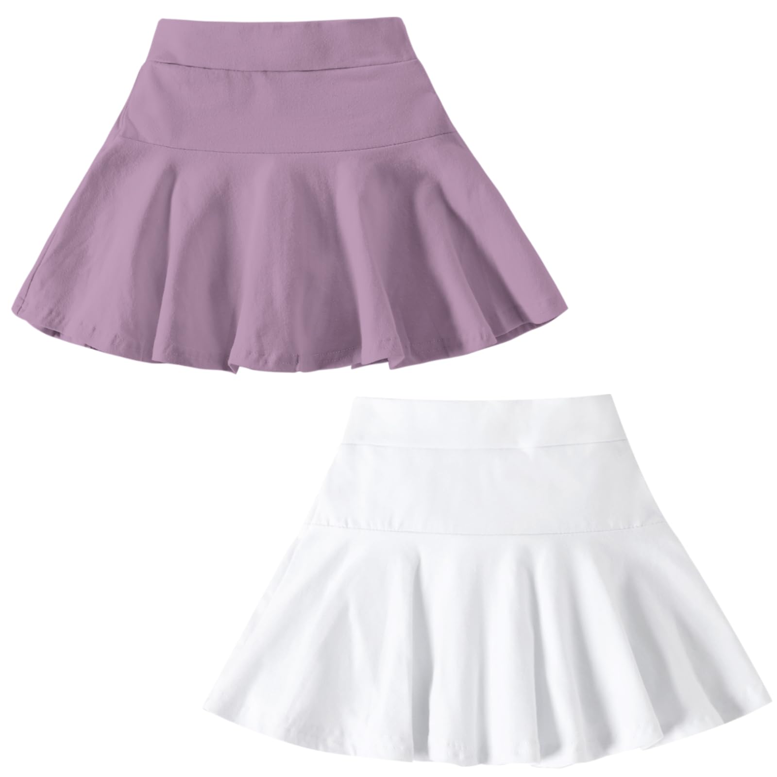 DREAM BUS 2 Pack Girl Pleated Skirts Built in Shorts Little Kid Tennis Skorts Toddler Girl Athletic Flowy Skorts Skirts