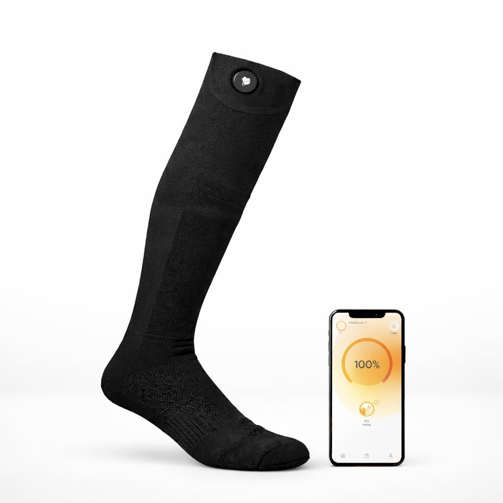 Vulpés HeatSock V1 PRO – inteligentne ogrzewane skarpety ze sterowaniem za pomocą aplikacji | ciepło 360° | do pracy, na zewnątrz i do sportów zimowych