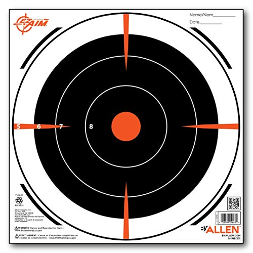 Ez Aim Paper Shooting Target Bullseye Target By Allen, 8 Inch X 8 Inch, 26 Pack, Black #TOP1