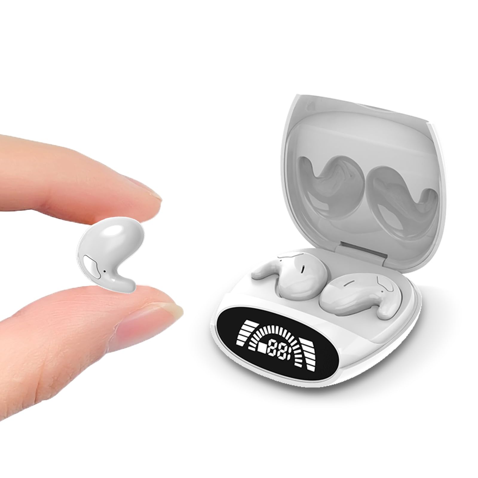 Sleep Earbuds in Ear Headphones for Side Sleepers Wireless Earbuds Light-Weight Noise Blocking Comfortable Fit LED Power Display