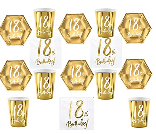 Libetui Service de table 18e anniversaire - 44 pièces - Assiettes - Serviettes - Gobelets - 18th Birthday Party - Vaisselle d'anniversaire 18 ans Cover