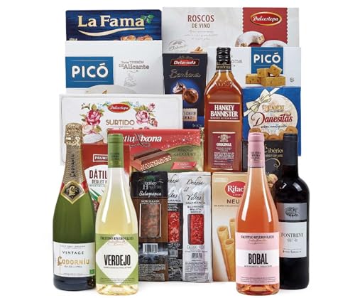 Lote 10: Cesta de Navidad con Whisky Escocés, Vinos y Embutidos Ibéricos - Ibéricos a domicilio gourmet