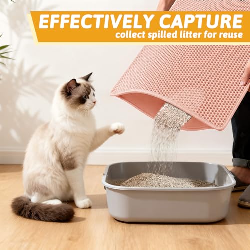 Image of Pieviev Cat Litter Mat Double Layer Waterproof Urine Proof Trapping Mat 1 Pack (Red, 30x24 Inch (Pack of 1))