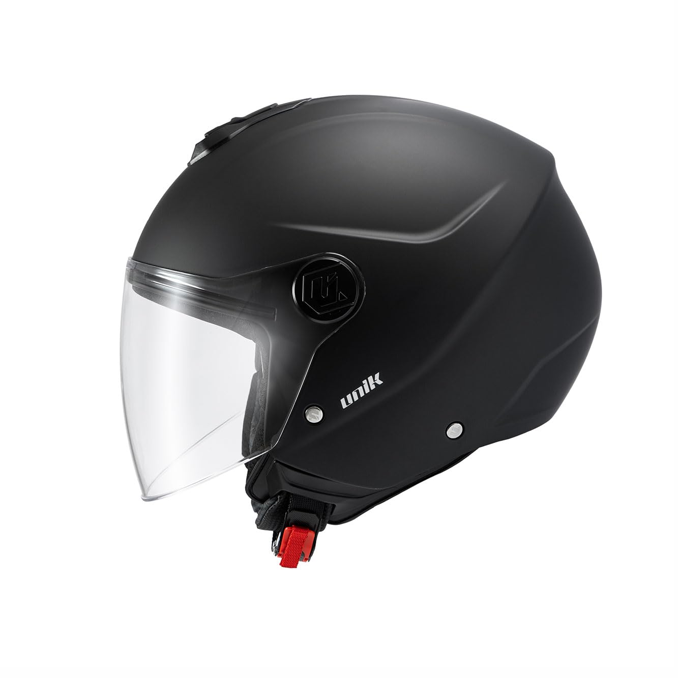 unik Casco Moto Jet Abierto Motocicleta Scooter Ciclomotor Hombre/Mujer Airflow Cierre Micrométrico Desmontable Homologado - Negro Mate, S