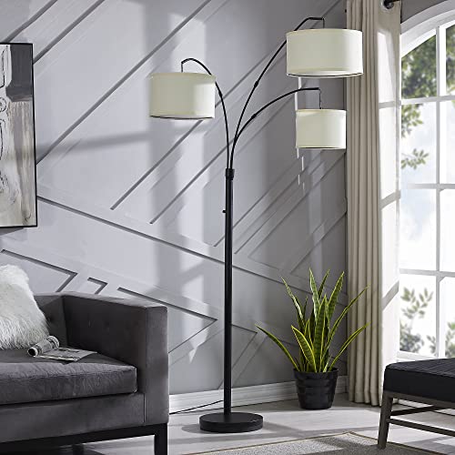 Arc Floor Lamp For Living Room, Multi Head Tree Floor Lamp For Bedroom, 3 Lights Standing Lamps Hanging Over The Couch, Beige Shades #TOP5