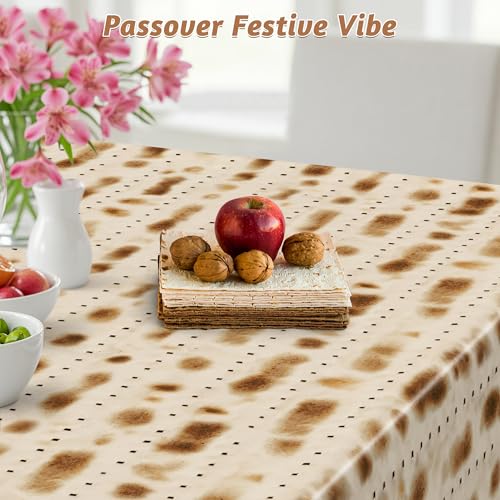 Image of 3 Pack Passover Decorations, 108 inch X 54 inch Passover Matzah Tablecloth, Disposable Plastic Seder Party Supplies, Rectangle Pesach Matzo Table Covers for Festival Holiday Party Home Dining Table Decor
