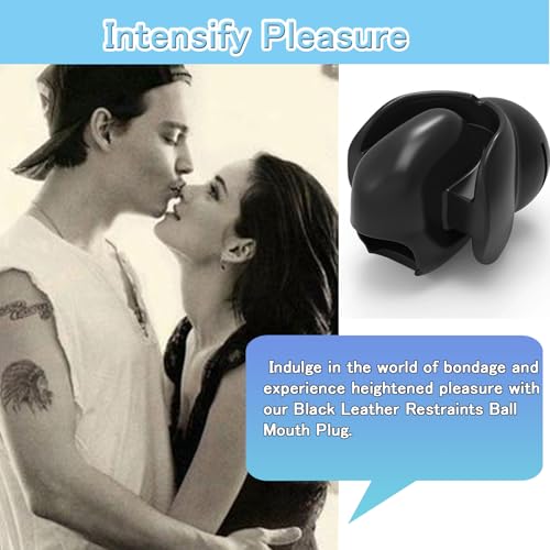 Image of DFsucces Leather Restraints Ball Mouth Plug Silicone Bondage Ball Gag Hollowed-Breathable Silicone Sex Gag Muzzles Adjustable Strap Bondage Harness Restraints( (Black-F1)