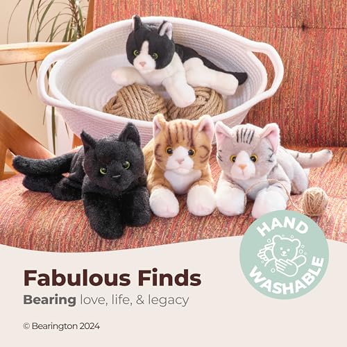 Image of Bearington Lil' Tabby Orange Cat Stuffed Animal - 8 inch Realistic Tabby Kitten Plush Toy with Soft Fur and Lifelike Details for Toddlers and Feline Lovers - Adorable Cuddly Gift for Kids