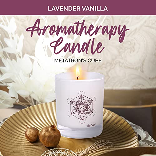 Lavender Vanilla Candles Aromatherapy Scented Candles, Floral Luxury Yoga Candles For Home Scented, Metatron’s Cube Symbol, Hand-Poured Soy Candles, 50 Hours Long Time, 7.6 Oz. - Onesoul Collection #TOP1
