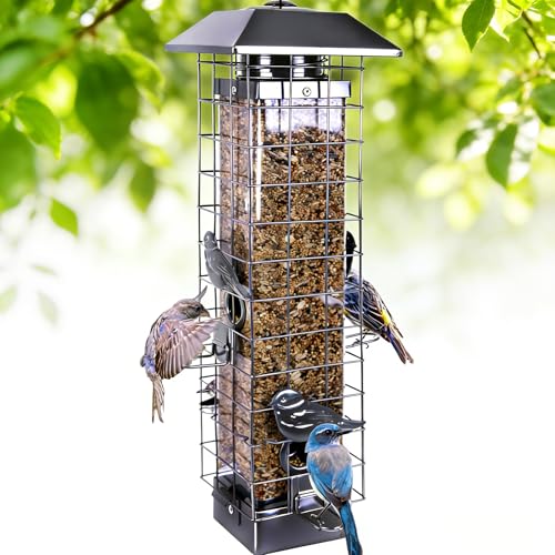 Squirrel Proof Bird Feeders for Outdoors, Metal Wild...