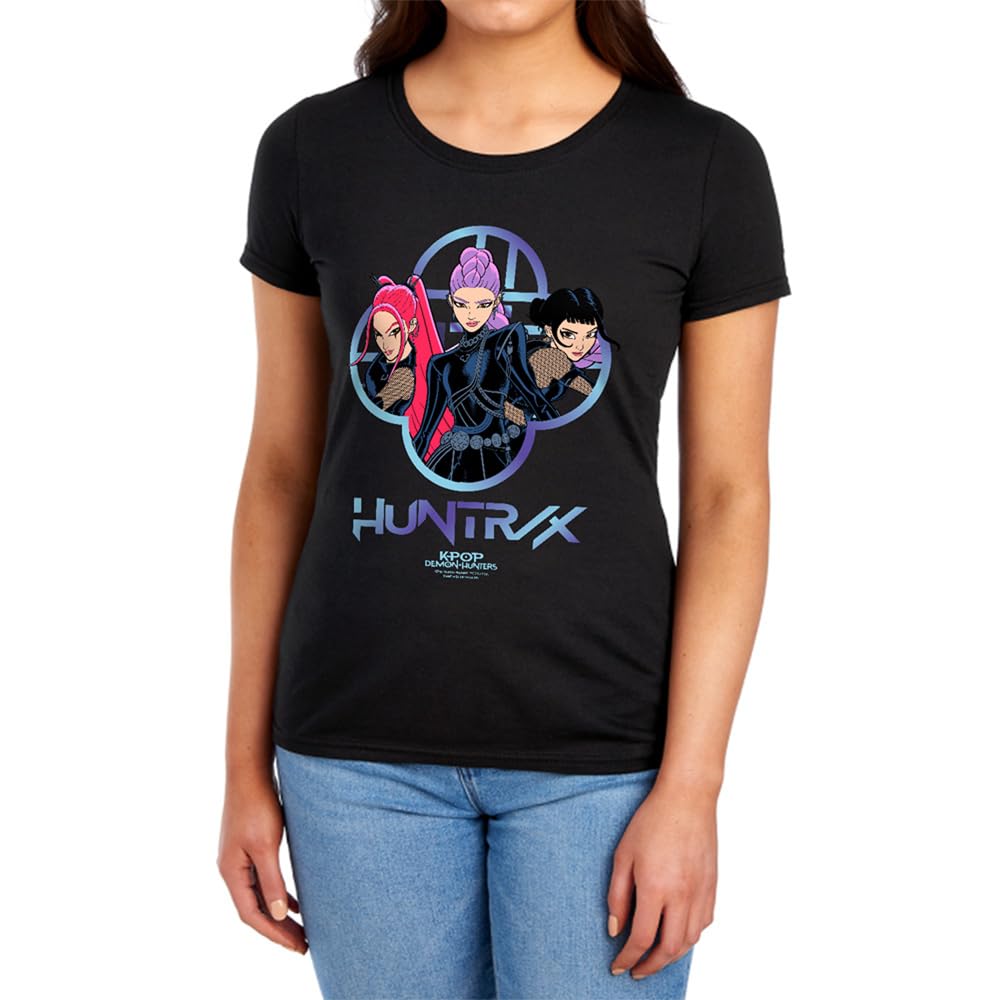 Netflix Women's Kpop Demon Hunters Huntrix Girls Logo Tee - Black - XL