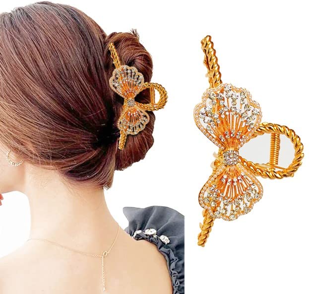 1 Pcs Large Metal Hair Clutcher Clip Rhinestone Hair Claw, Strong Hold Hair Accessories for Women and Girls, Sparkling Design for Thick or Thin Hair, Fashion Hair Styling Claw