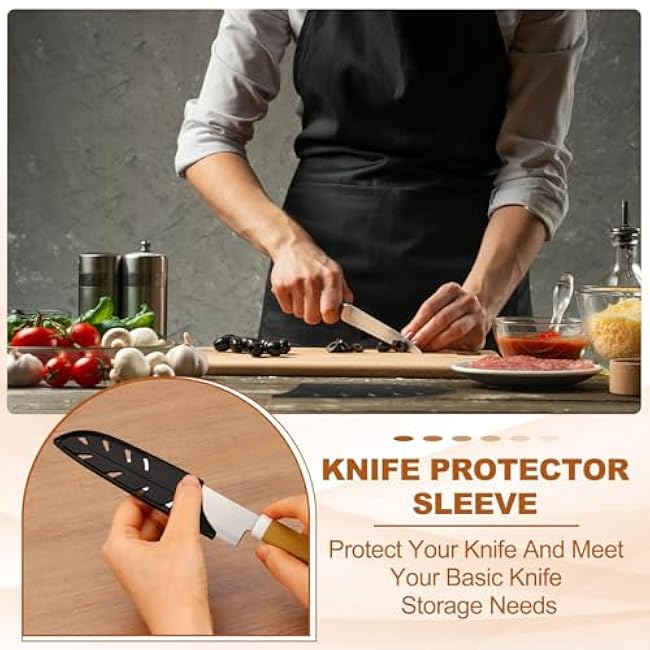 PATIKIL ABS Safety Knife Cover Sleeves for 5 Santoku Knife, Universal Chopping Edge Guard Blade Protector Sheath for Kitchen Bar, Black, 12.7cm L, Pack of 2