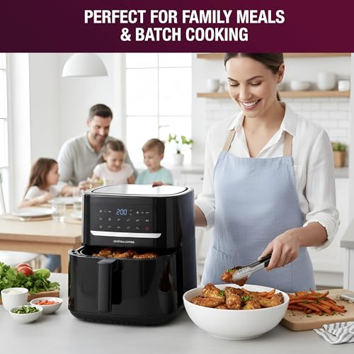 Andrew James 6L Digital Air Fryer, 1600W 10-in-1 Airfryer, Small Air Fryer for Home, Air Fry, Bake, Roast & Grill, LED Touch Display, Rapid Airflow, Non-Stick, Dishwasher Safe - Image 4