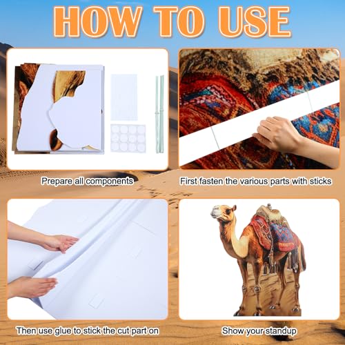 Image of Geelin 5ft Camel Cardboard Cutout Standup Desert Safari Animal Theme Cardboard Standup Photo Prop for Arabian Nights Party Nativity Scene Decorations Egyptian VBS Camel Decor Birthday Supplies
