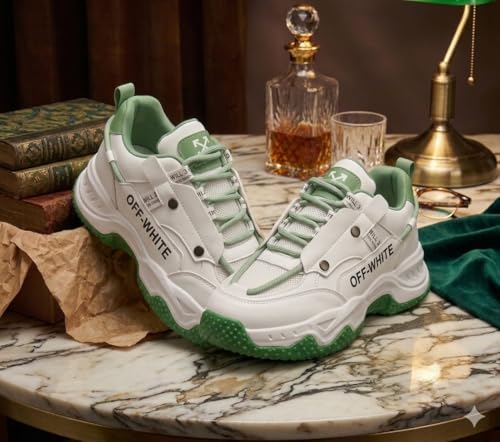 Image of Men's Chunky Sneakers, Faux Leather Upper, Lace-up, Round Toe, Streetwear Style, Casual Wear