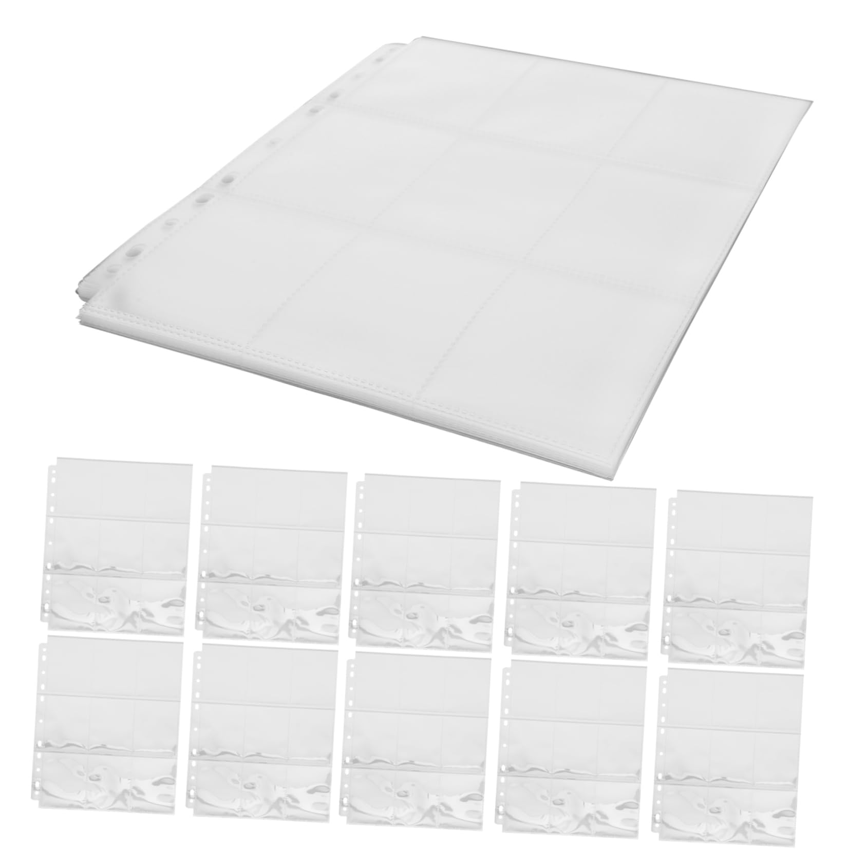 Fogli Portacarte in PVC Trasparenti 9 Tasche, 50 Pezzi