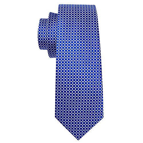 Image of Barry.Wang Plaid Ties for Men Silk Necktie Handkerchief Cuff Links Set