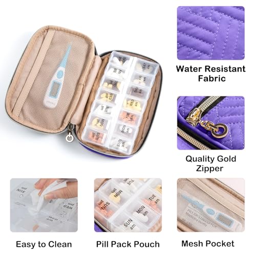 Image of BAGSFY Pill Organizer Case 2 Times a Day- Weekly Medicine Organizer Travel Pill Box with Removable 7 Day Medicine Case Container for Fish Oil, Vitamin, Supplement