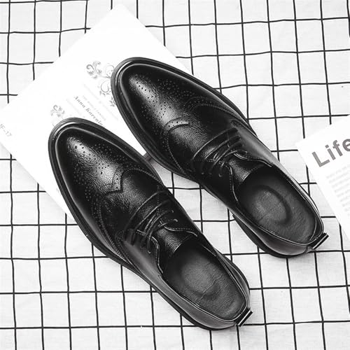 Men's Faux Patent Leather Tuxedo Dress Shoes, Lace Up Leather Round Toe Low-Top Lug Sole Non Slip Dress Shoes for Dating Prom Business Work3