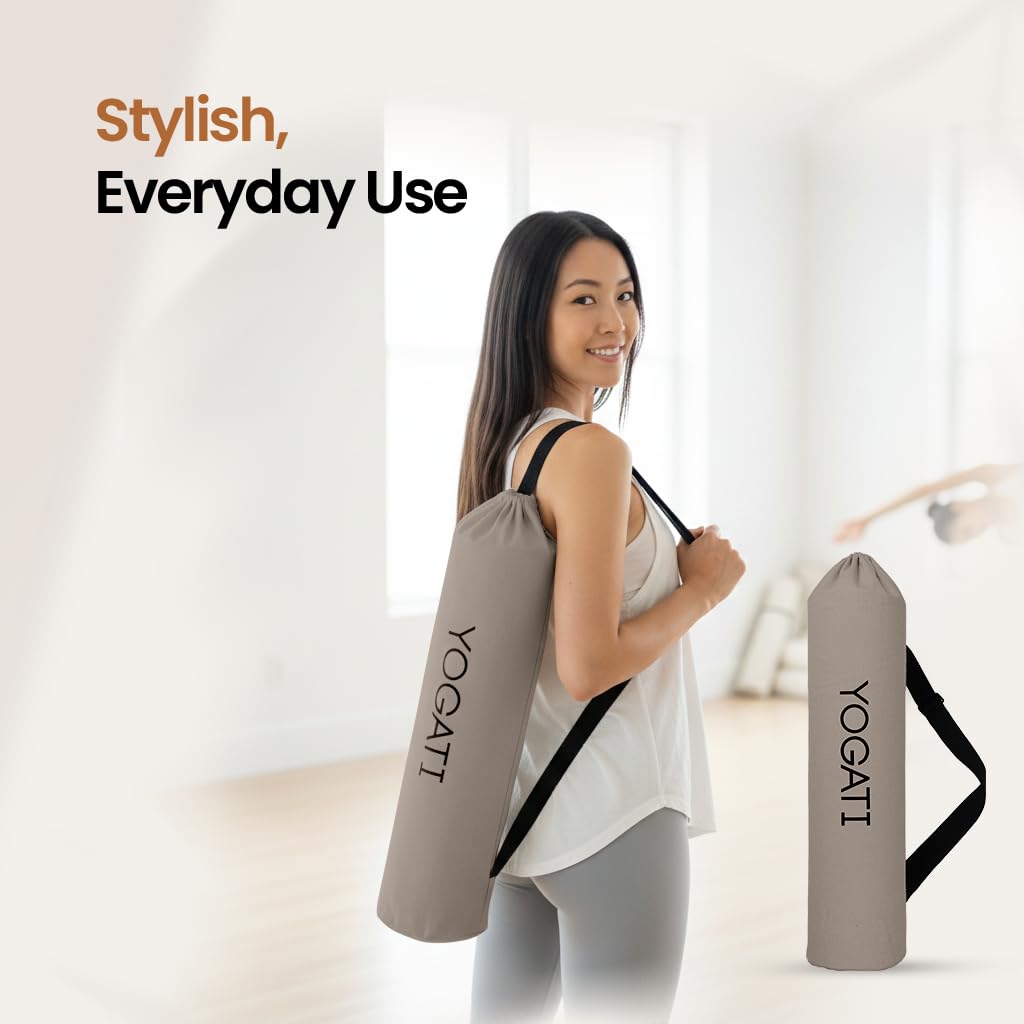 YOGATI® Torba na matę do jogi, duże torby na matę do jogi z syntetycznej bawełny, dla kobiet i mężczyzn, z regulowanym paskiem, idealne do pilatesu i maty do ćwiczeń, 19 x 80 cm, torba na matę do jogi