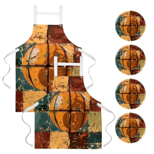 Tablier de cuisine avec 4 broches incluses motif basketball original