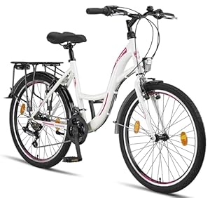 Licorne Bike Stella Premium City Bike in 24, 26 und 28 Zoll - Fahrrad für Mädchen, Jungen, Herren und Damen - 21 Gang-Schaltung - Hollandfahrrad Citybike (Weiss, 24.00)