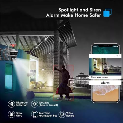 Image of Camate Stellar Duo 4+4MP (2.4GHz & 5GHz) Dual-Band WiFi Solar Outdoor CCTV Camera with 7W Solar Panel, 10400mAh Battery, Motion Detection, Two-Way Audio, IP65 Waterproof Wireless Security Camera