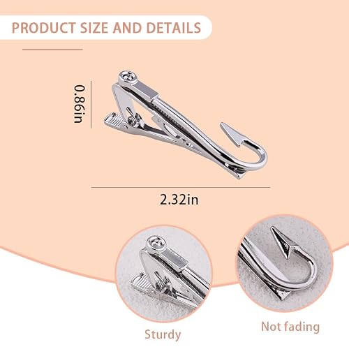 Fishing Hook Tie Clip for Dad Husband Boyfriend Birthday Gift for Fish Lovers Gifts for Men Fishing Gifts for Son Grandson Fish Lover Gift for Men Retirement Present for Grandpa Fisherman