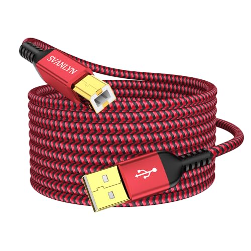 SVANLYN Printer Cable 6 FT USB A to B 2.0 Printer Cable High-Speed Nylon Braided USB MIDI Cord Compatible with Hp Epson Brother Dell Lexmark ect