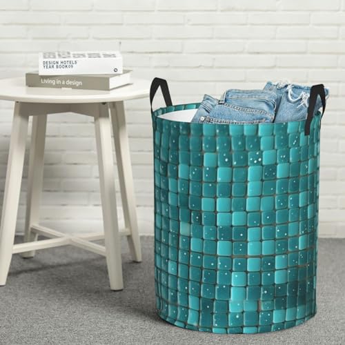 Panier à linge turquoise grand format pliable et autoportant