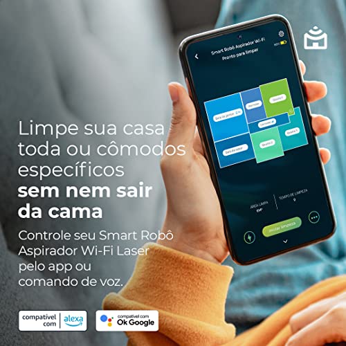 Smart Robô Aspirador Wi-Fi Laser PRA1000 Positivo Casa Inteligente, Mapeamento Inteligente, Varre, A