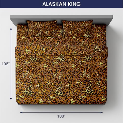 Image of SGI 108 inchx108 inch 4 Pc Alaskan King Sheet Set 600 TC 18 inch Deep, Leopard Print