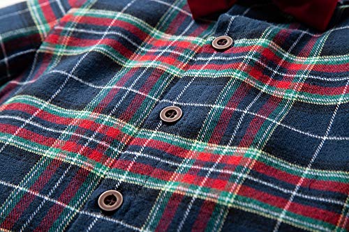 Baby Boys Button Down Plaid Aloha Shirt Long Sleeve Button Down Dress Shirt for Holiday4