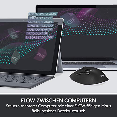 Logitech MK850 Performance Kabelloses Tastatur-Maus-Set, Bluetooth, 2.4 GHz Verbindung via USB-Empfänger, 24 bis 36-Monate Akkuleistung, Handballenauflage, Deutsches QWERTZ-Layout, Schwarz – Bild 4