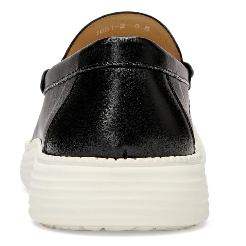 Image of Journey West Men's Lightweight Leather Penny Loafers Dress Sneakers, Business Casual Slip-on Loafers Shoes, Genuine Leather Breathable Walking Shoes