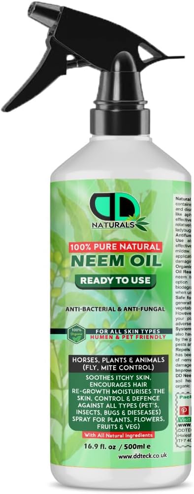 Organic Neem Oil A Natural Garden Bug Spray for Plants & Horses - Insect Repellent & Bug Repellent for House, Skin Care, Hair Growht 500ML TRIGER Spray