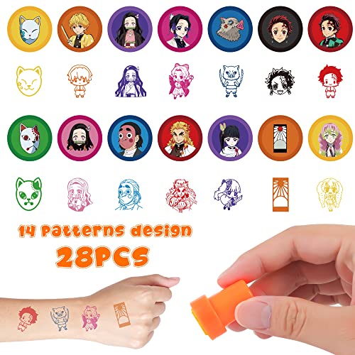 Demon Anime Slayer Themed Party Stamps For Kids, 28Pcs Cartoon Self-Inking Stampers Birthday Party Supplies Favor Gifts For Boys Girls Treat Bag Goody Bag Stuffers For Classroom Rewards Prizes #TOP1