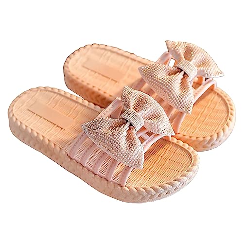 Toddler Girls Bow Beach Pool Slippers Sandals Baby Kids Open Toe Non Slip Slides Shoes Summer Shower Slippers