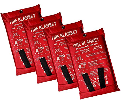 Manta ignífuga de emergencia, ignífuga, manta de emergencia, cubierta de seguridad para cocina, chimenea, coche, oficina, almacén (4 unidades de 4 x 1 pies)