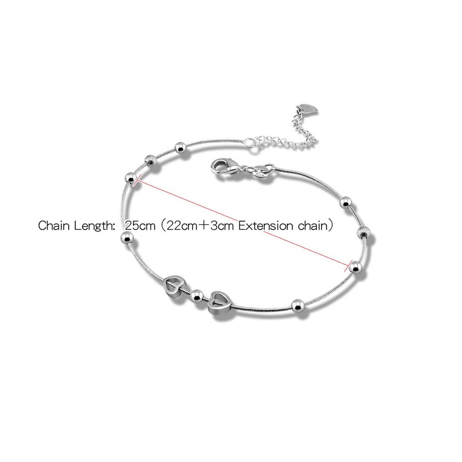 Braccialetti alla caviglia Cavigliera con ciondolo Argento sterling 925 Semplice catena di serpente Cavigliere Piede da spiaggia 25 cm Bracciale Donna Gioielli Cavigliere da donna