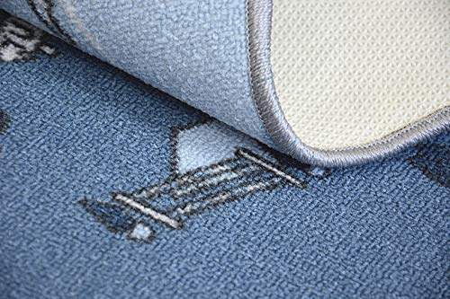 rugsx Tappeto antiscivolo STREET wall-to-wall per qualsiasi stanza, soggiorno, camera da letto, camera dei bambini, tappetino, moquette, STRADA blu, diverse dimensioni, 100x500 cm