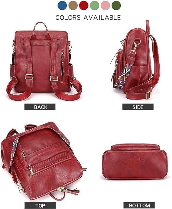 Image of Leather Backpack for Women | Large Capacity | College and Office use | PU Leather | shoulder bag for Ladies,