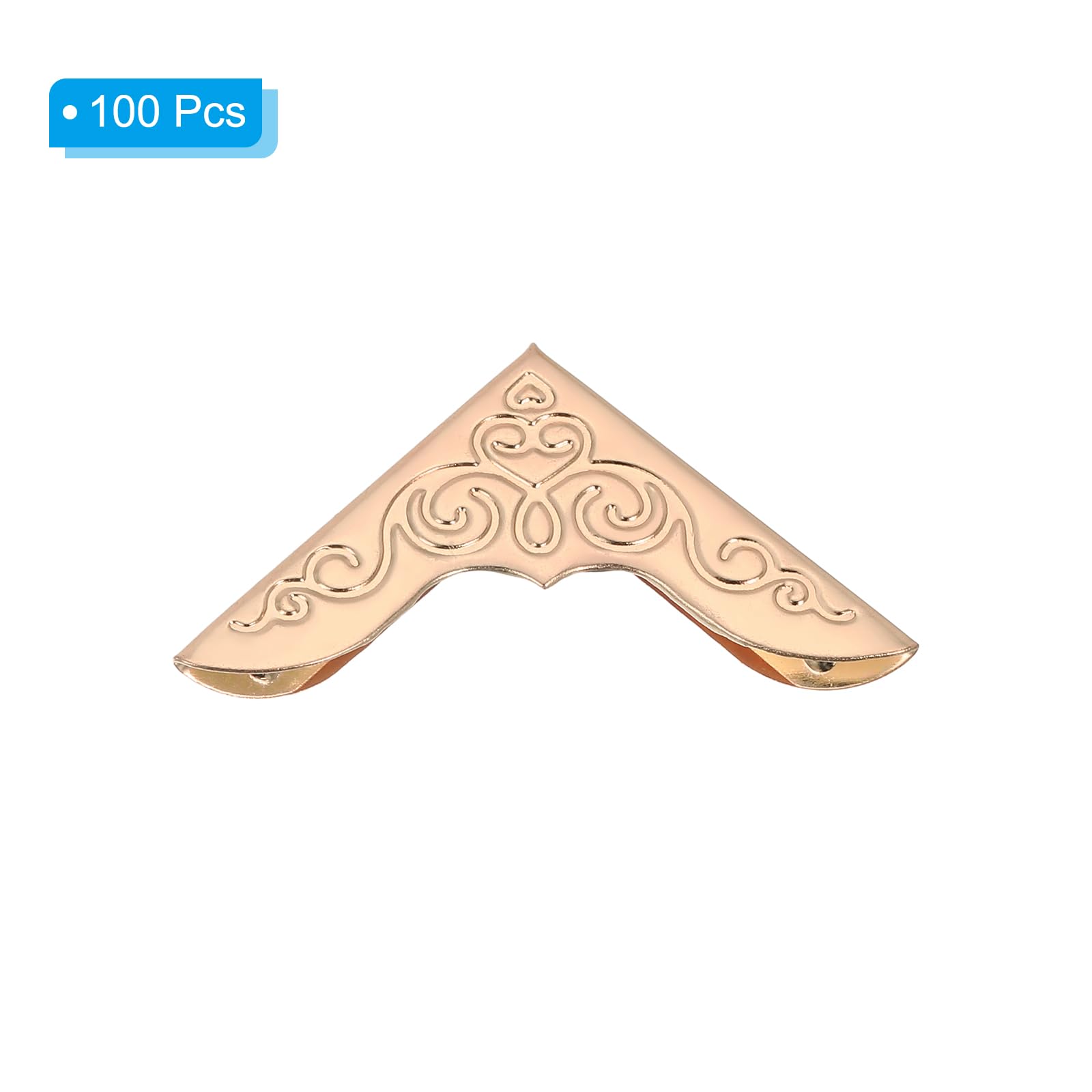 PATIKIL 23mm Metal Book Corners,100pcs Photo Corners Book Corners Protector Retro Metal Decorative for Crafting Scrapbook Photo Album Book Binding,Rose Gold - Image 3