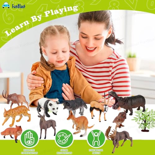Image of FunBlast Jungle Animal Figure Toy - 12 Pcs Realistic Zoo Animals Toy for Kids, Animal Figure Playset, Learning Toys for Kid, Wild Animal Toy Figure Play Set for Kid (Set-B)