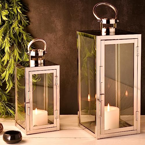 Marrakesch 2er Set LED Laterne Windlicht 39cm und 27,5 cm | Laternen...