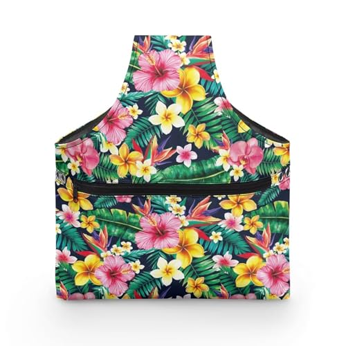 Image of ZUXONGSY Tropical Flower Yarn Bags for Knitting Hibiscus Plumeria Flower Yarn Storage Organizer for Crochet Portable Knitting Project Bag