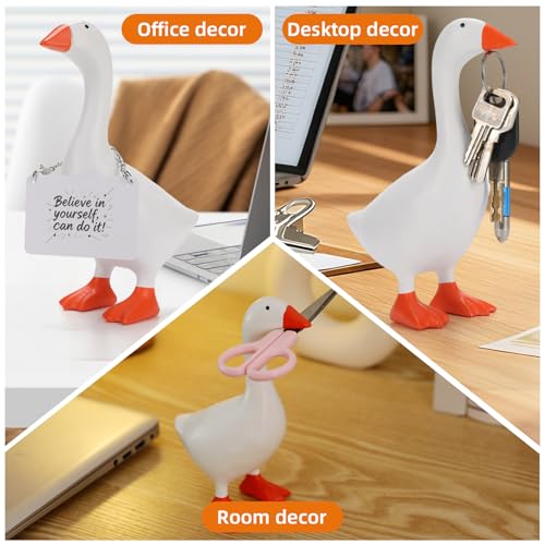 Estatua Decorativa Office Desk Goose 7 Pulgadas Blanca miniatura 3