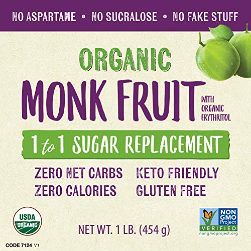 Now Foods, Organic Monk Fruit With Erythritol Powder, 1 To 1 Sugar Replacement, 1-Pound #TOP2